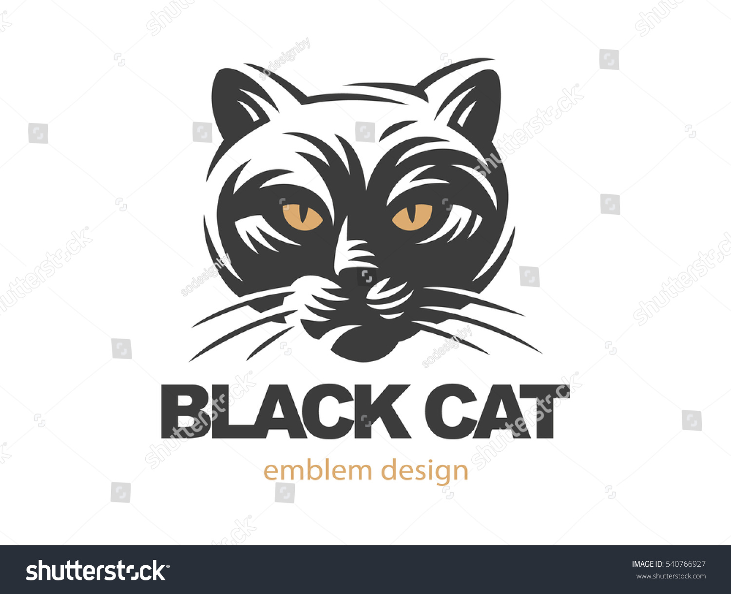 Black Cat Face Logo Vector Illustration Stock Vector (Royalty Free ...