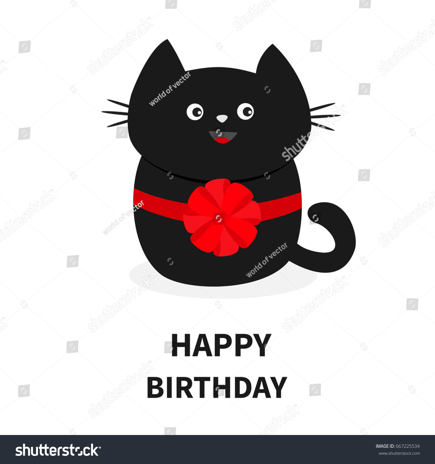 Black Cat Icon Round Red Bow Stock Vector (Royalty Free) 667225534 ...