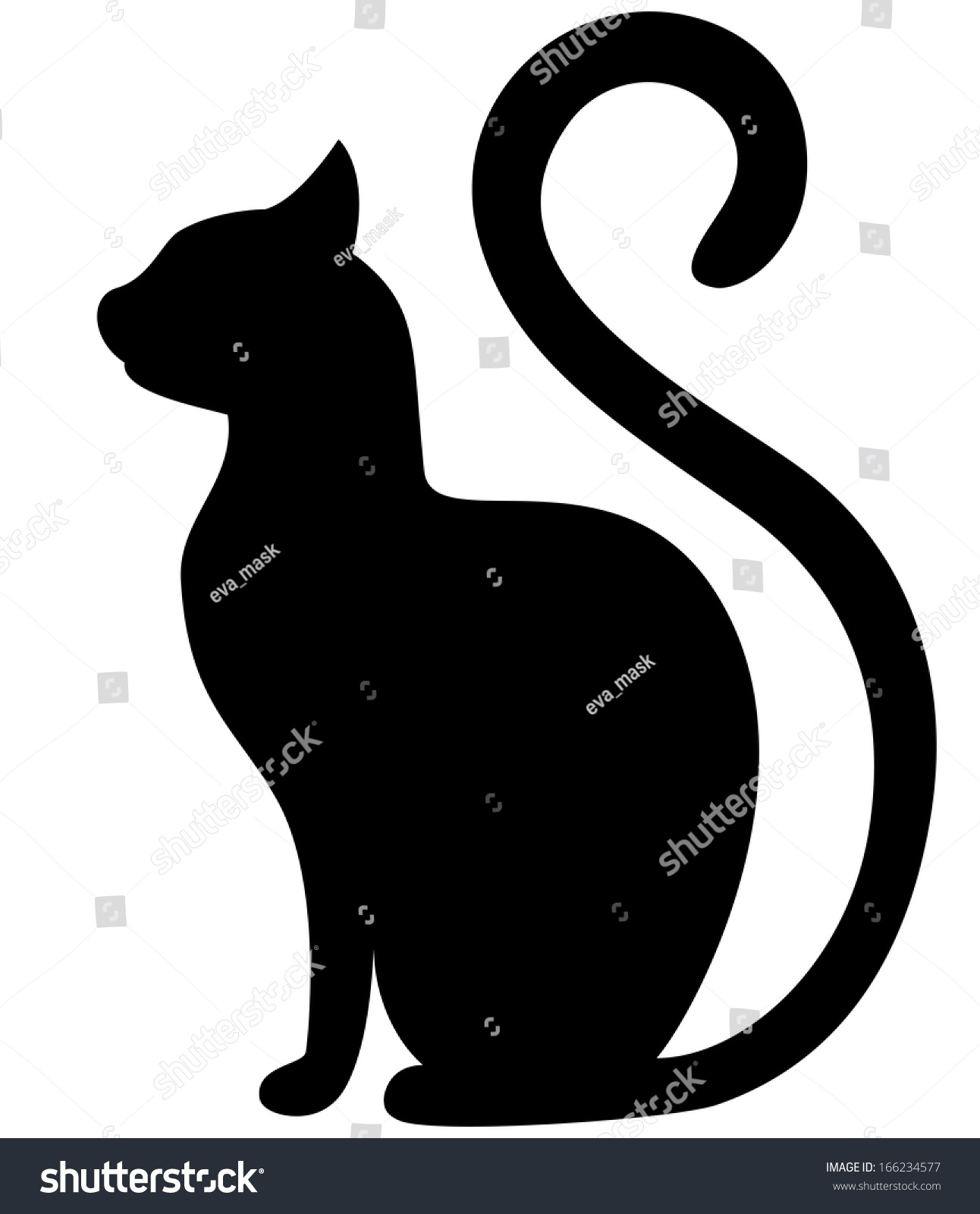 Black Cat Silhouette On A White Background Stock Vector Illustration ...