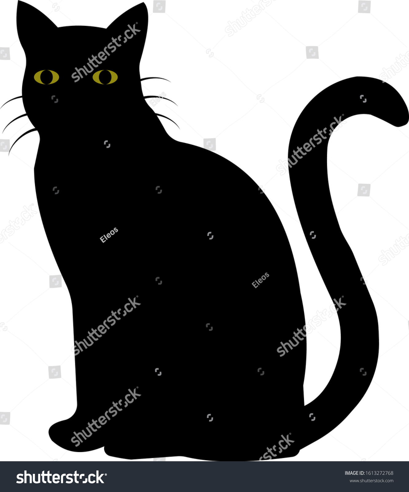 Black Cat Vector Illustration Postergreeting Cardbannertshirt Stock ...