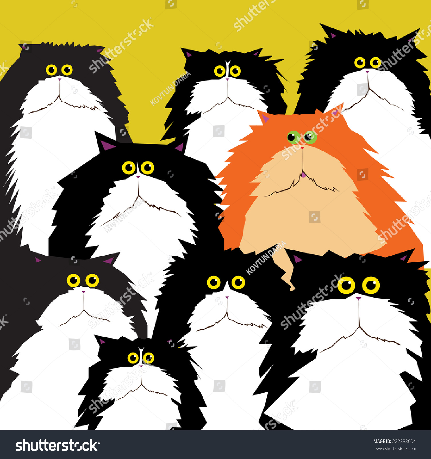 Black Cat Green Eyes Vector Illustration Stock Vector (Royalty Free