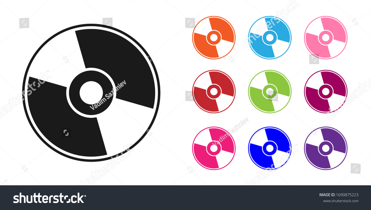 Black Cd Dvd Disk Icon Isolated Stock Vector Royalty Free 1690875223