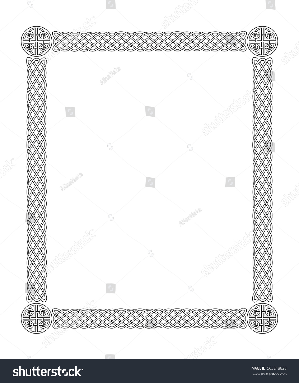 Black Celtic Border Frame On White Stock Vector 563218828 - Shutterstock