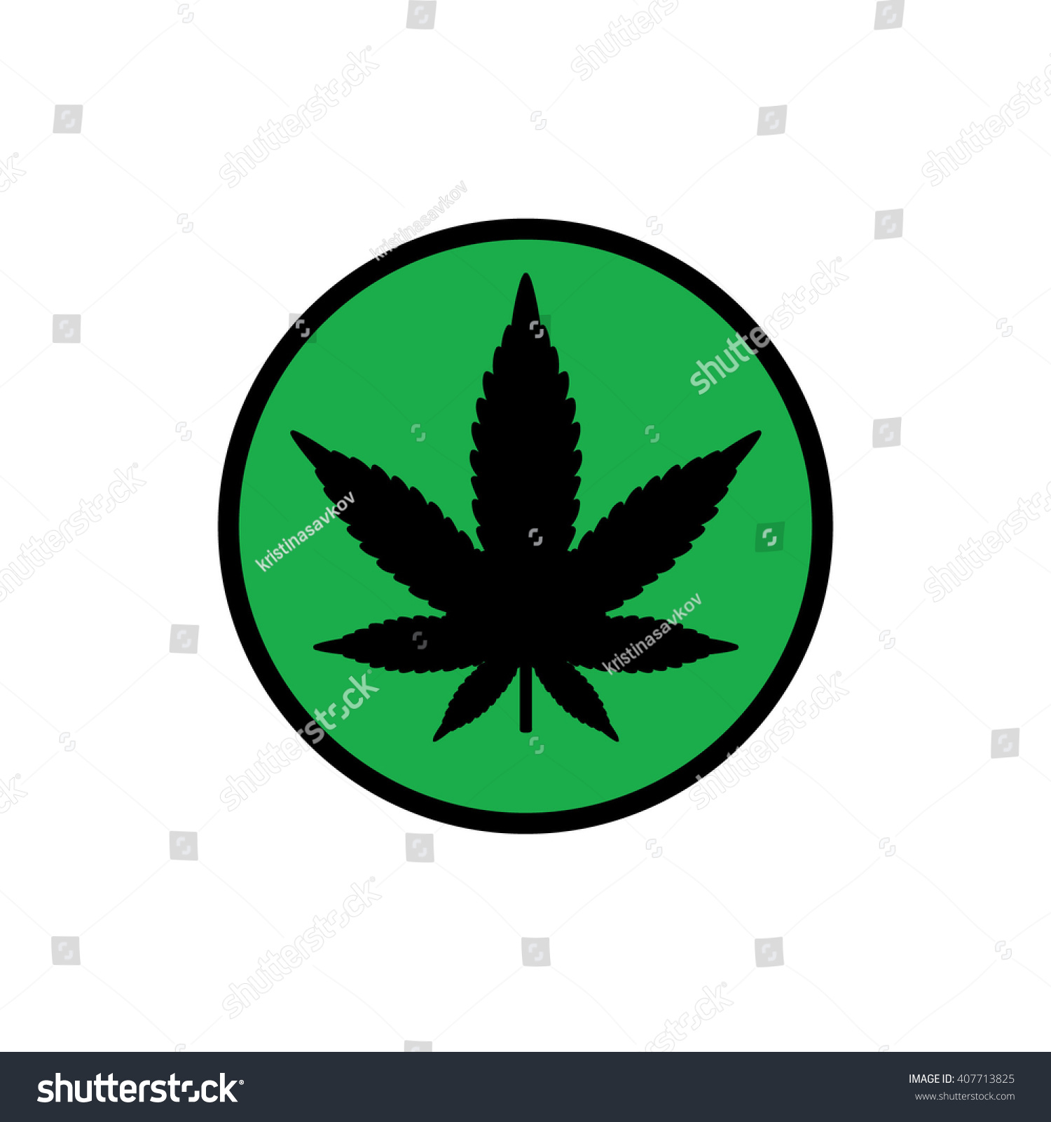 Black Circle Marijuana Leaf Vector Icon Stock Vector 407713825 ...