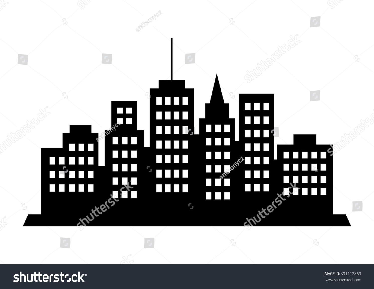 Black City Icon On White Background Stock Vector 391112869 - Shutterstock