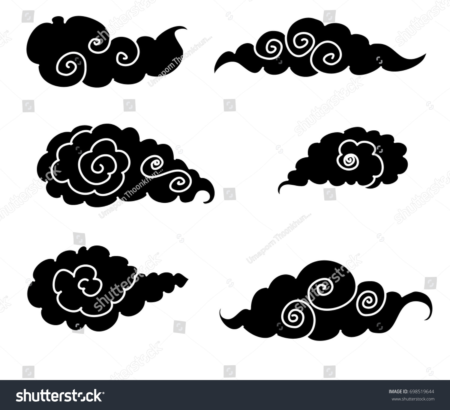 Black Cloud Tattoochinese Cloud Isolate On Stock Vector Royalty Free 698519644