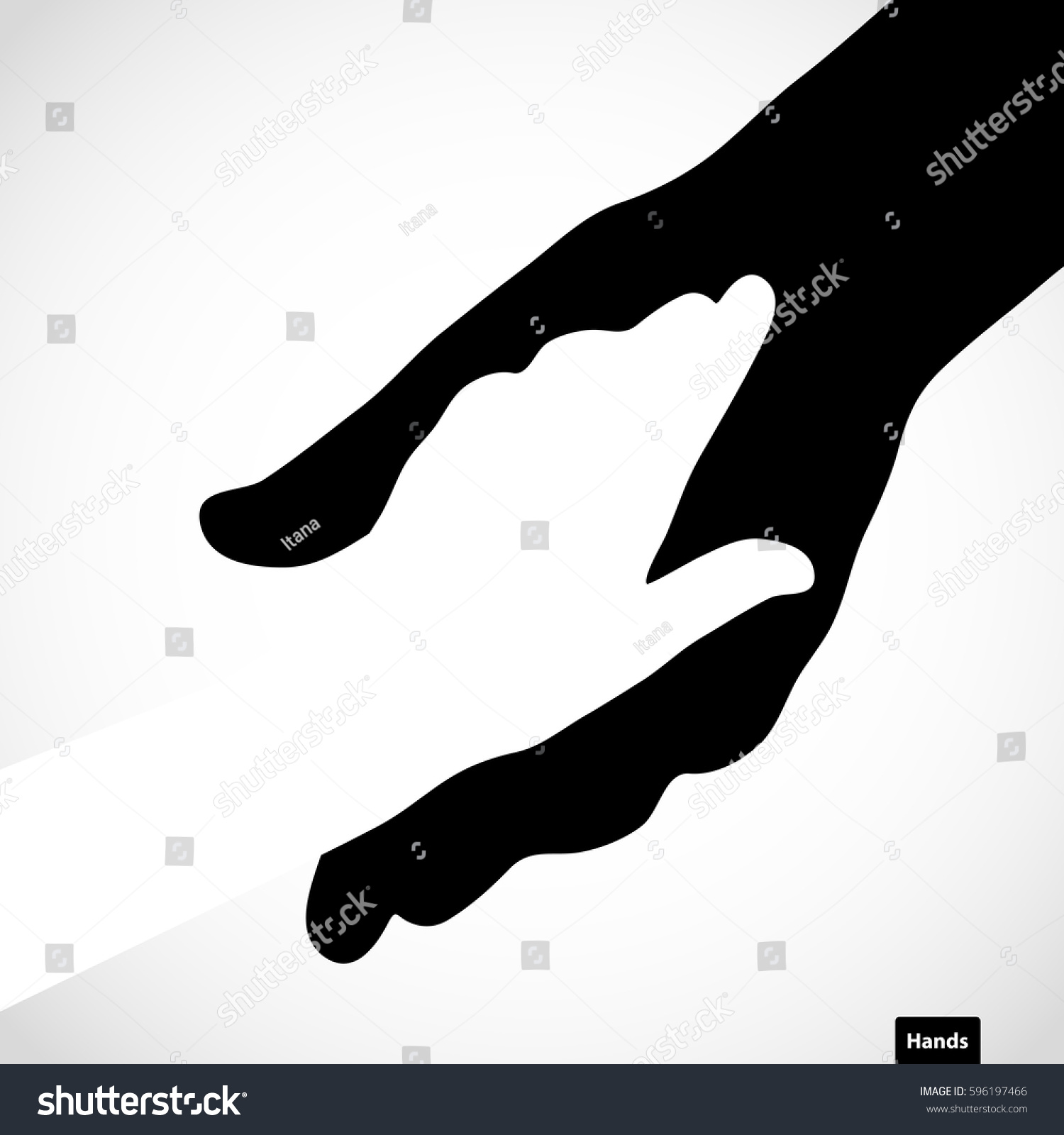 Black Color Big Hand White Small Stock Vector Royalty Free 596197466