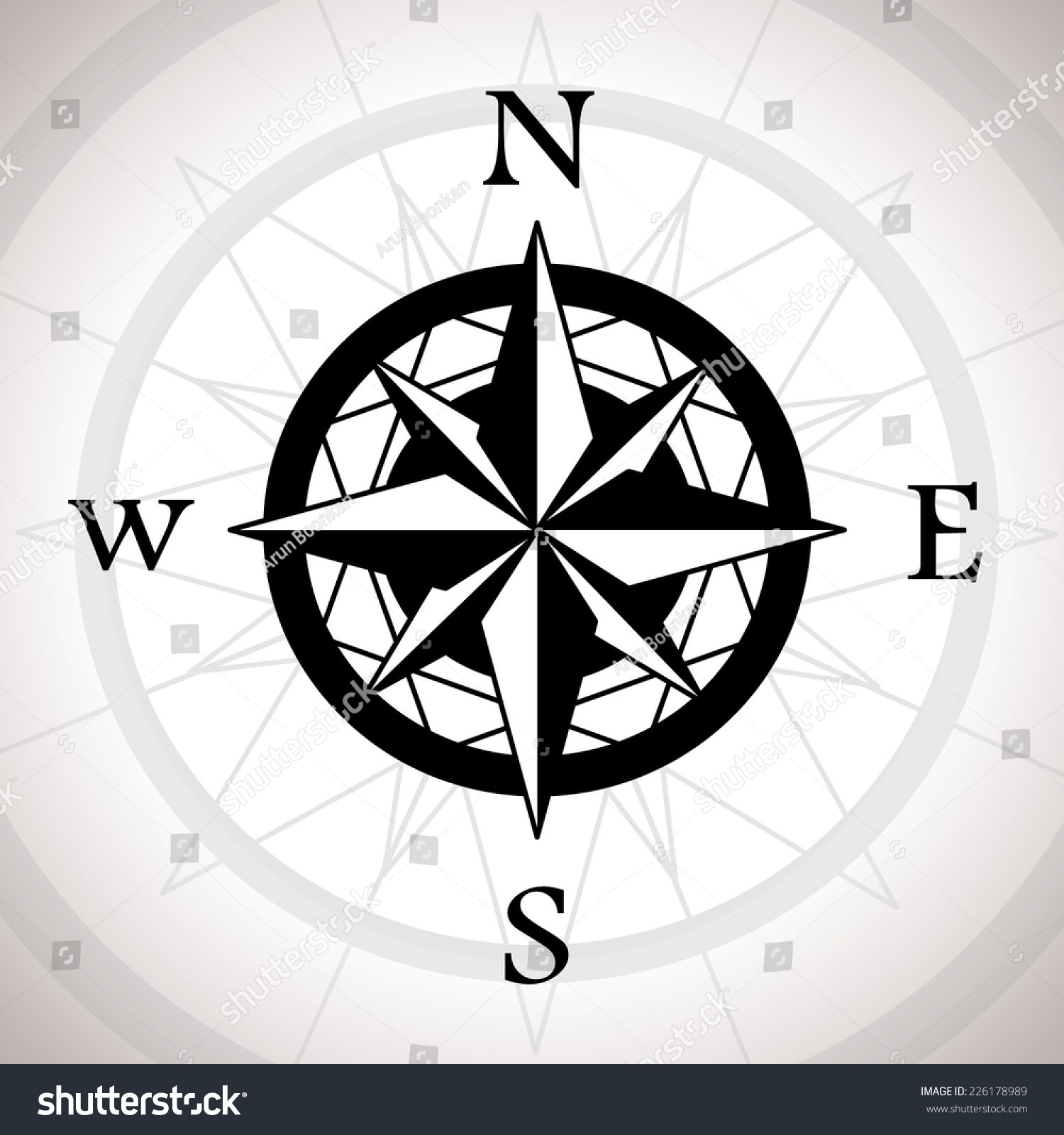 Black Compass Rose Stock Vector (Royalty Free) 226178989 | Shutterstock