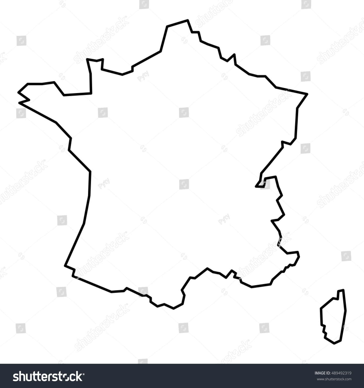 Black Contour Map France Stock Vector (Royalty Free) 489492319 ...