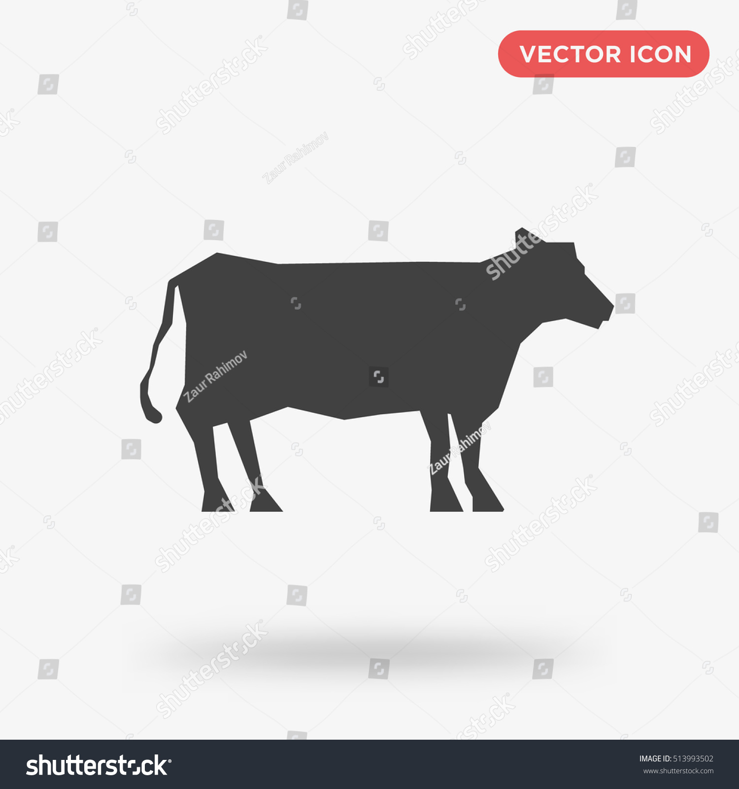Black Cow Vector Icon On White Stock Vector 513993502 - Shutterstock