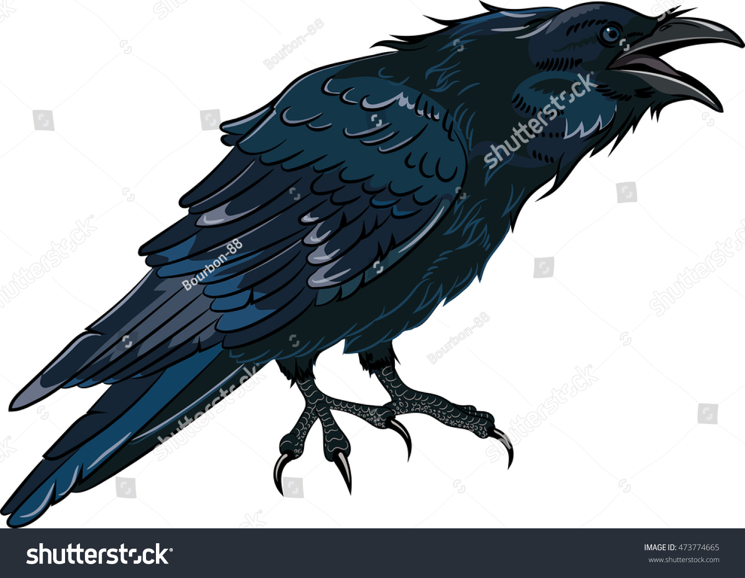 SVG of Black crow which caws isolated on white, vector illustration, eps-10 svg