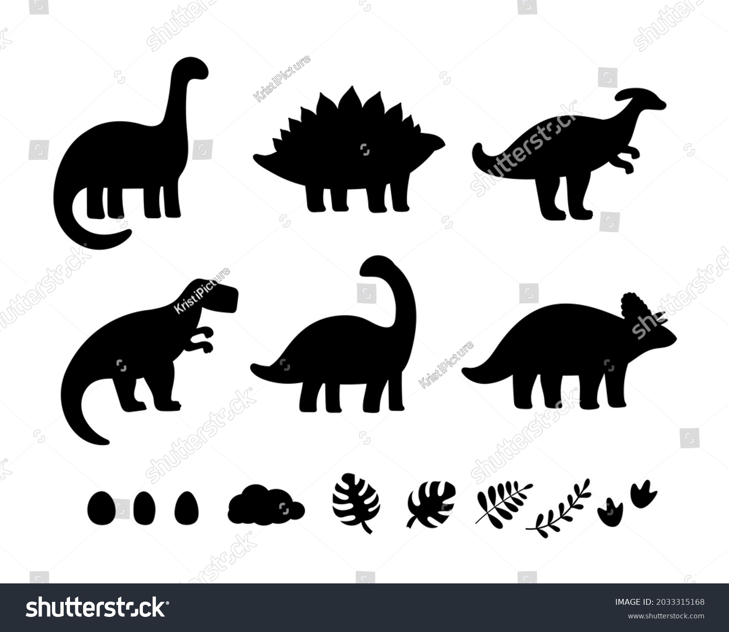 SVG of black dinosaur silhouettes for kids svg