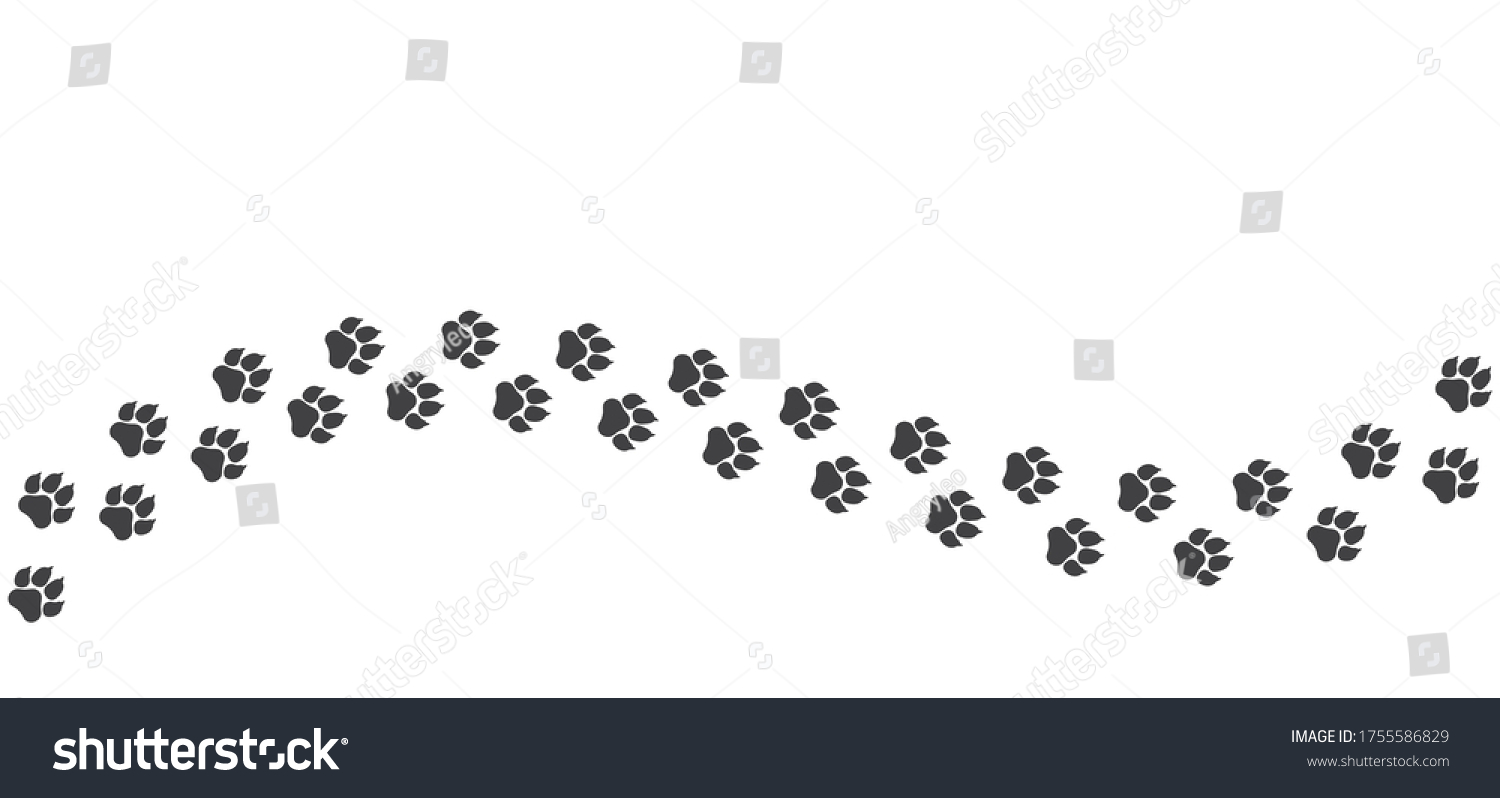 Black Dog Paw Path Isolated On Stock Vector (Royalty Free) 1755586829 ...