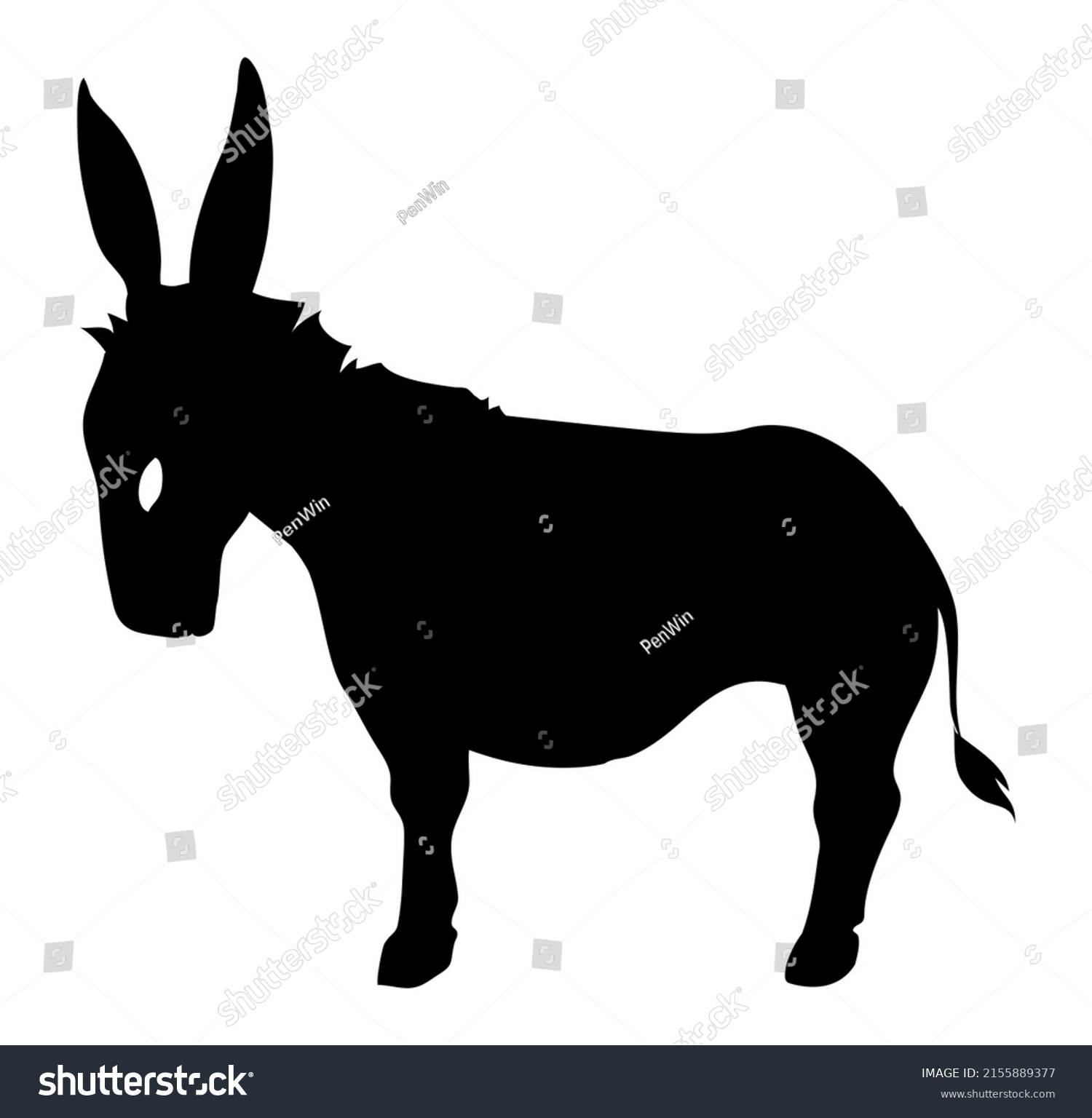 Black Donkey Silhouette Standing Position Design Stock Vector (Royalty ...