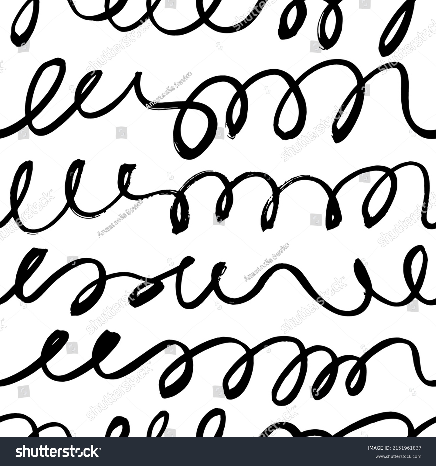 Black Doodle Lines Vector Seamless Pattern Stock Vector Royalty Free 2151961837 Shutterstock 