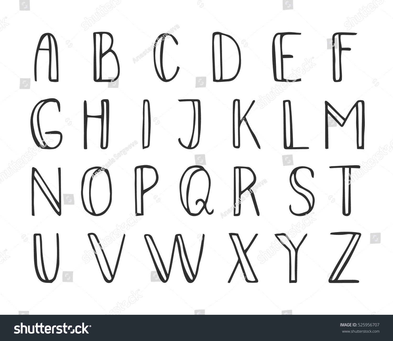Black Doodle Thin Font Isolated On Stock Vector 525956707 - Shutterstock