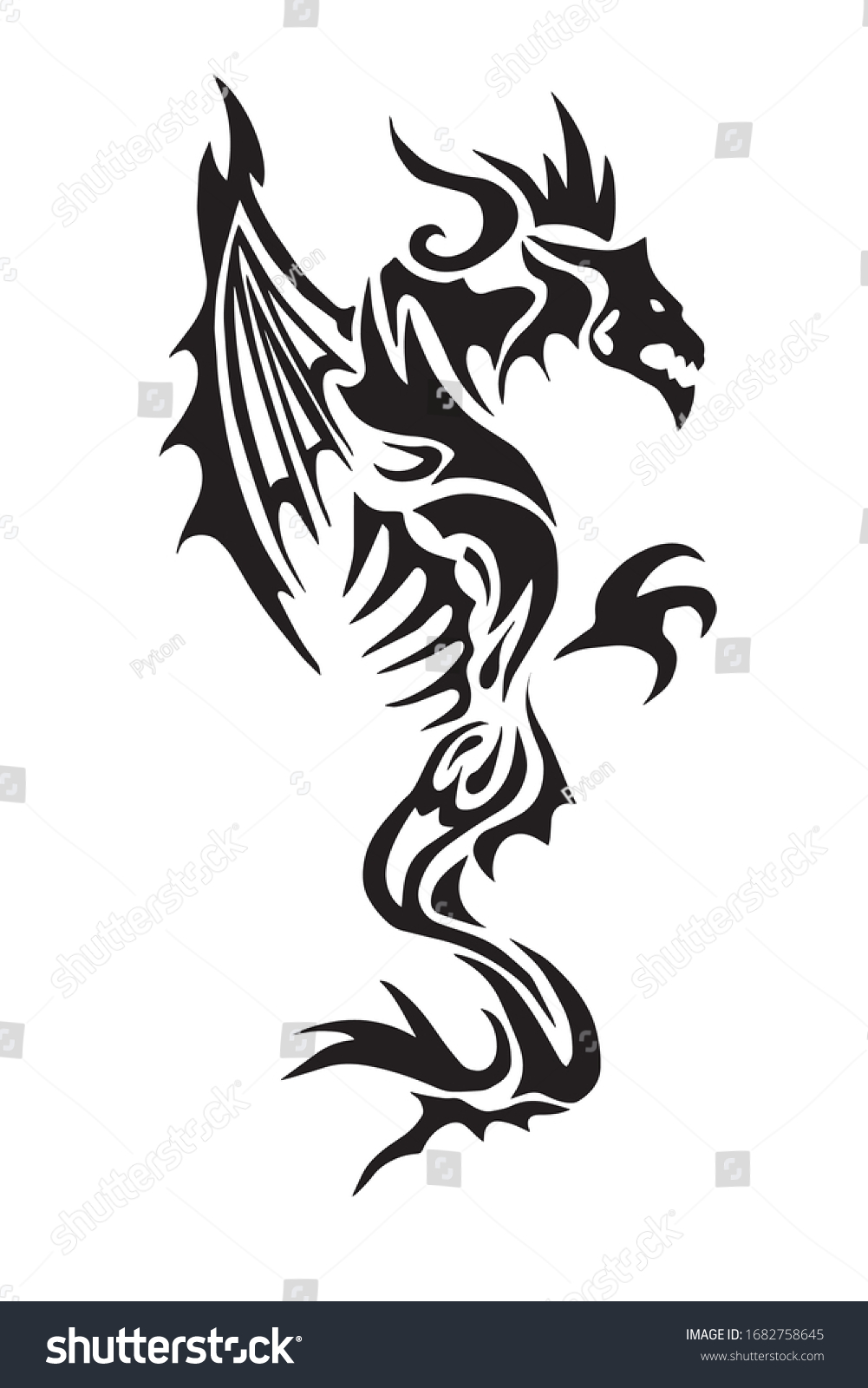 Black Dragon Illustration On White Background Stock Vector (Royalty ...