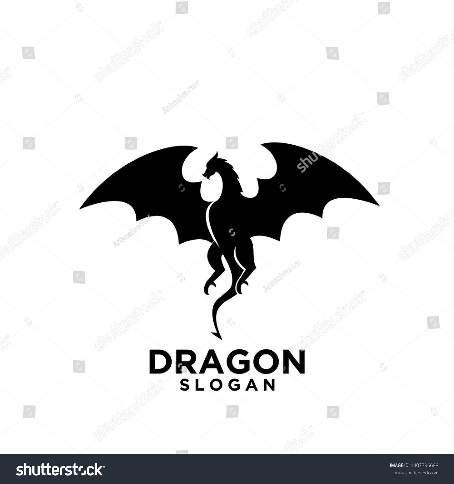 Black Dragon Logo Icon Design Vector Stock Vector (Royalty Free) 1407796688