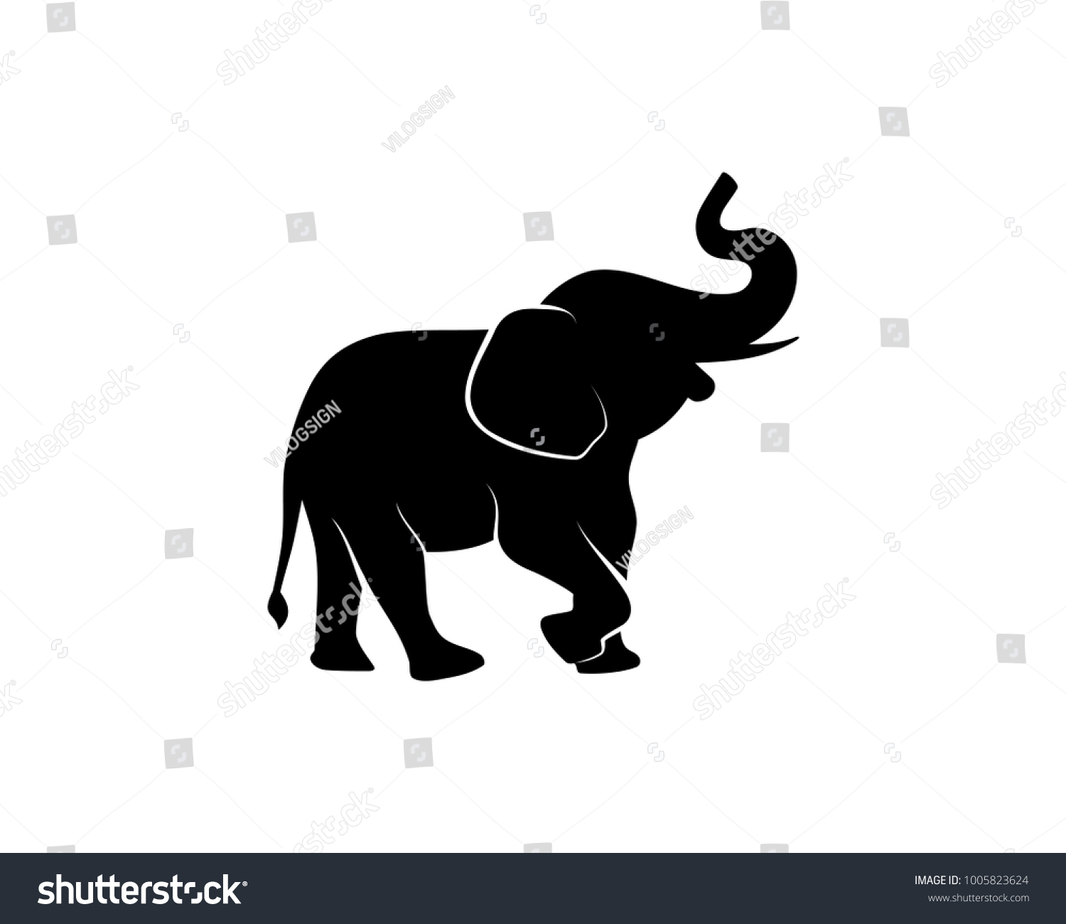 動物園の黒い象のイラスト動物のシルエットロゴベクター画像 のベクター画像素材 ロイヤリティフリー