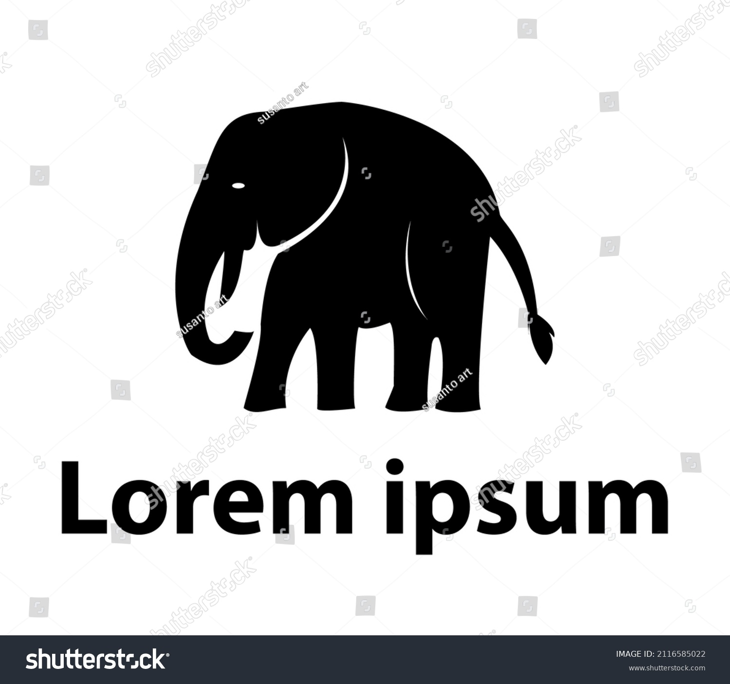 Black Elephant Shadow Logo Vector Stock Vector (Royalty Free) 2116585022