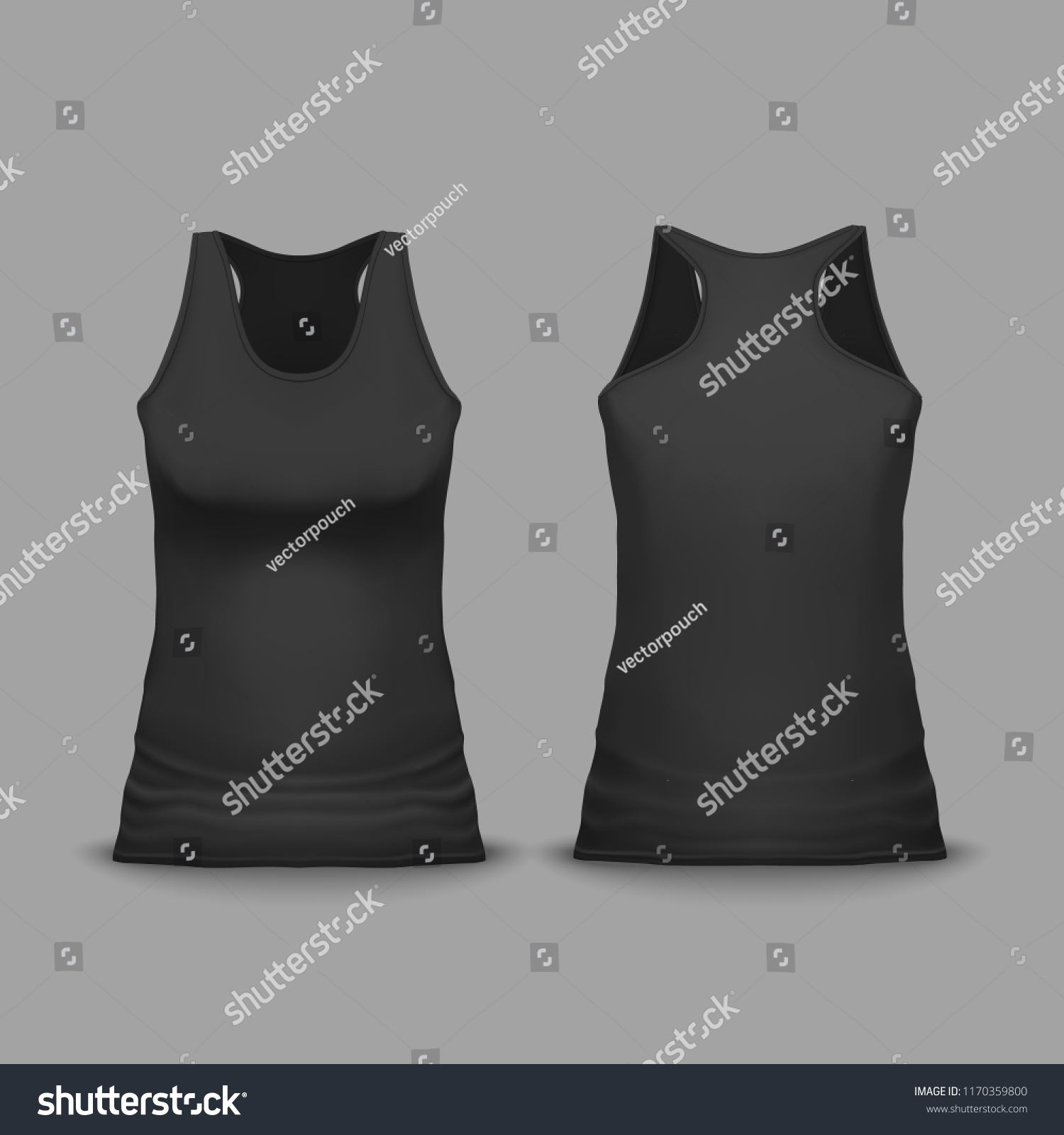 Black Female Sport Tank Top Vector Stock Vector (Royalty Free) 1170359800