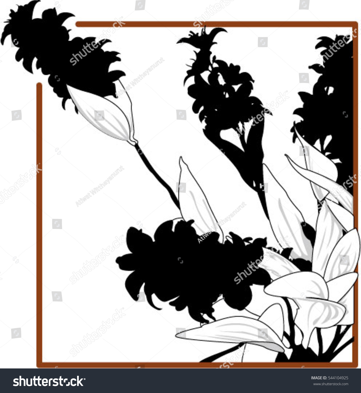 Black Flowers Vector Stock Vector 544104925 - Shutterstock