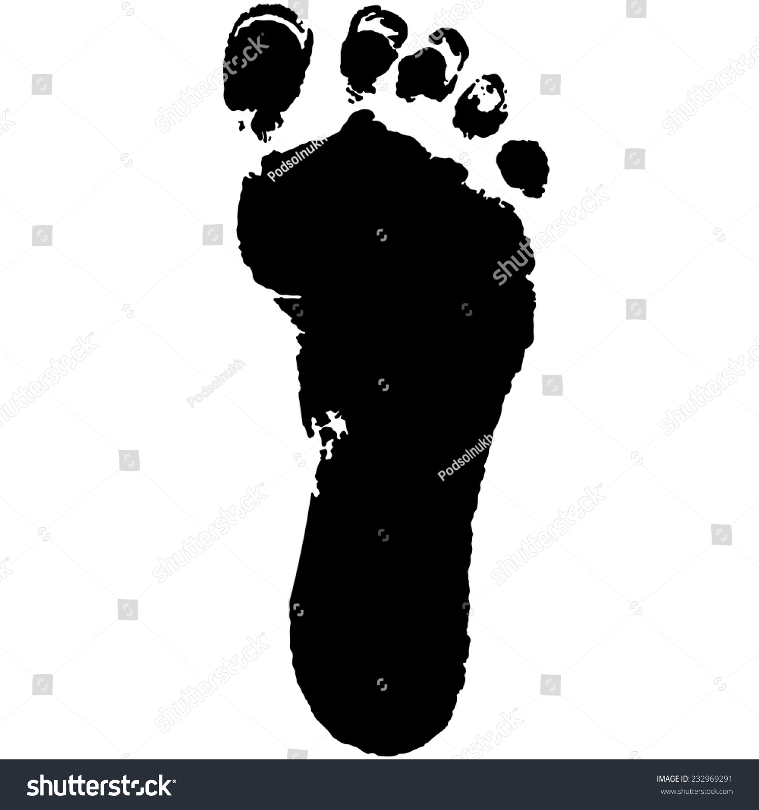 Black Footprint Isolated On Background Stock Vector 232969291