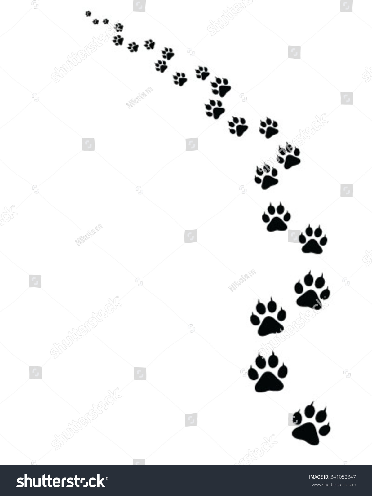 Black Footprints Cat Turn Left Vector Stock Vector (Royalty Free) 341052347