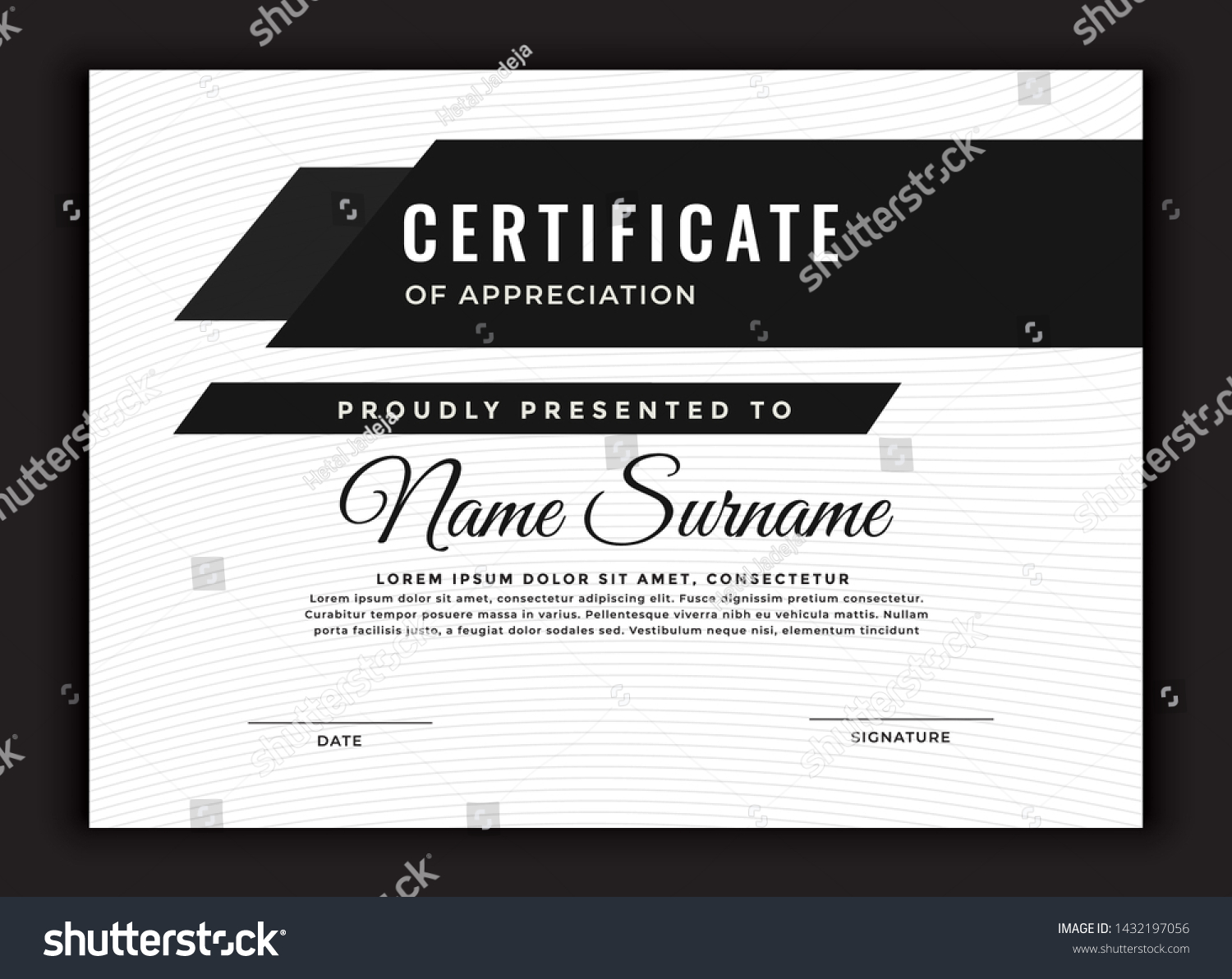 Black Formal Warranty Appreciation Certificate Template Stock Pertaining To Formal Certificate Of Appreciation Template