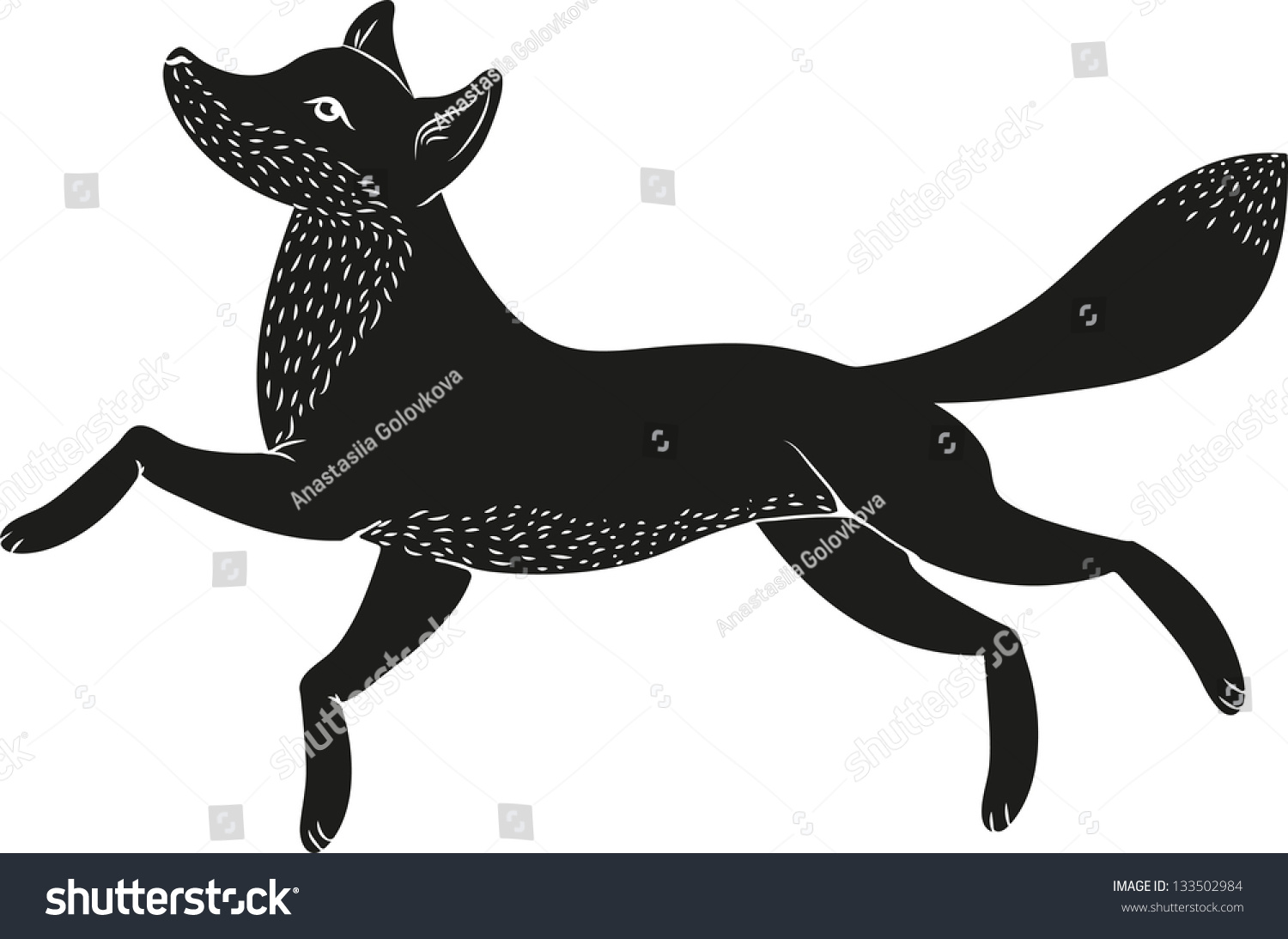 Black Fox Stock Vector Illustration 133502984 : Shutterstock