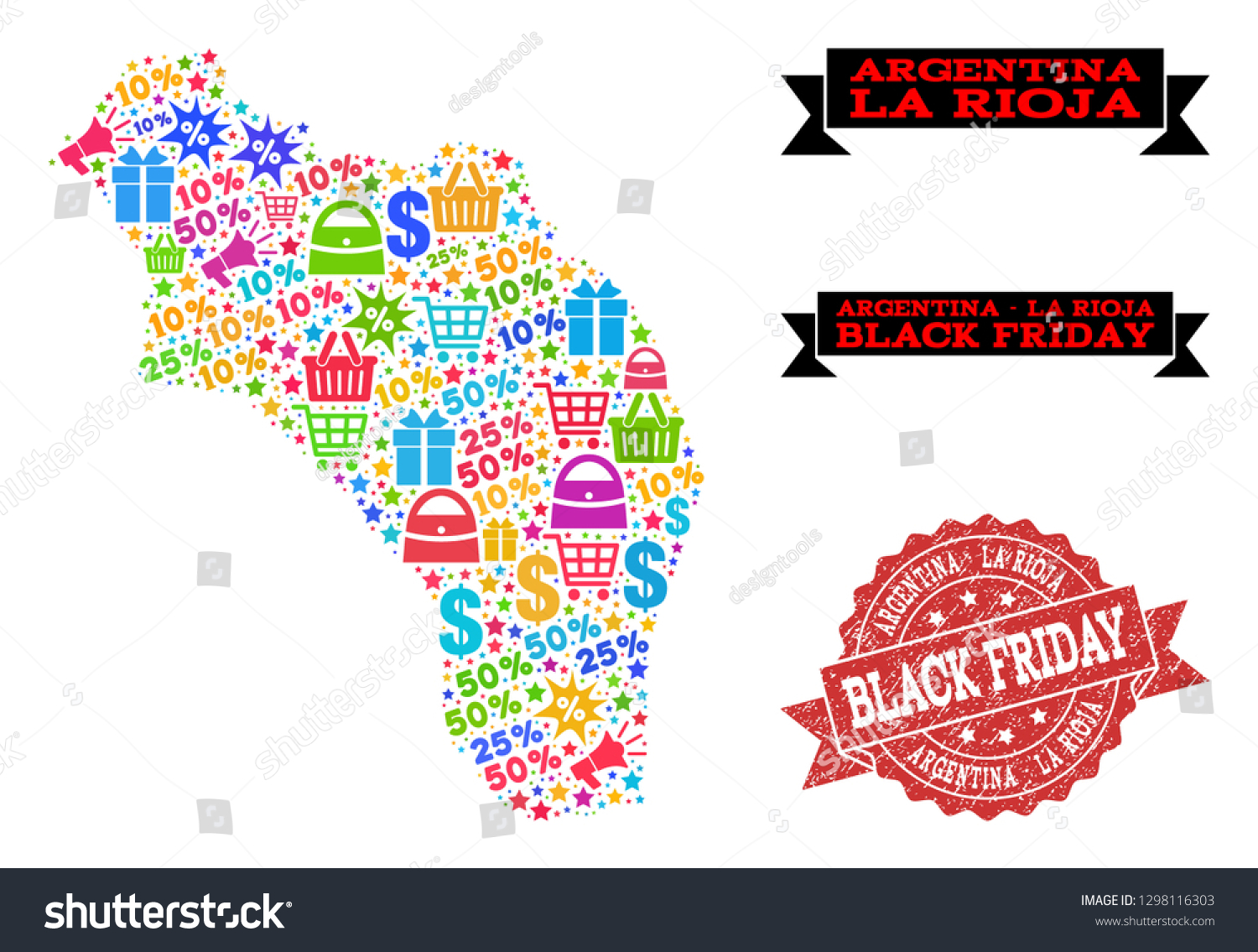 Black Friday Composition Mosaic Map Argentina Stock Vector Royalty Free 1298116303