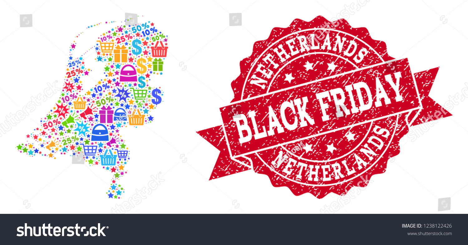 Black Friday Composition Mosaic Map Netherlands Stock Vector Royalty Free 1238122426