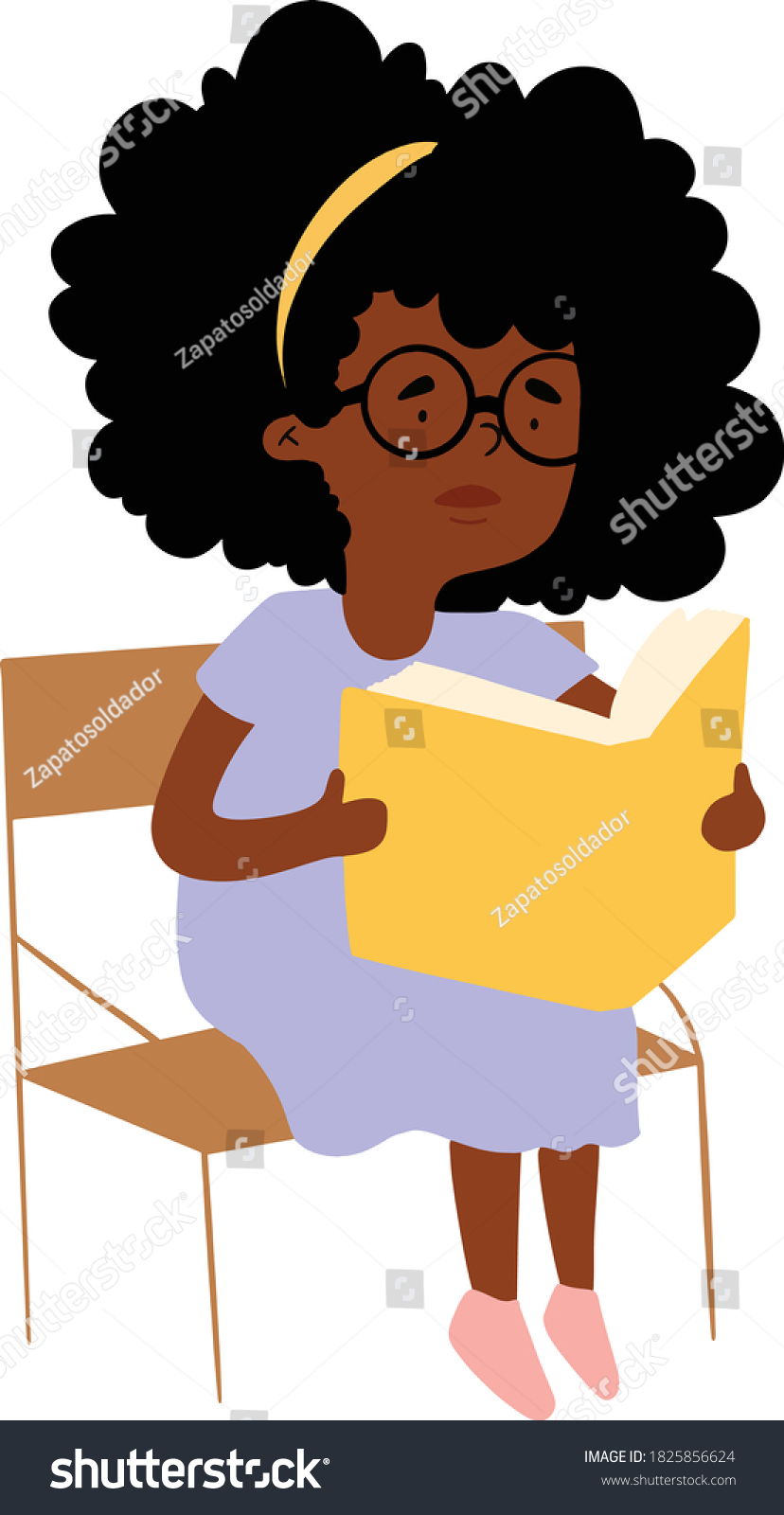 Black Girl Reading Book Vector Illustration Stock Vector (Royalty Free ...