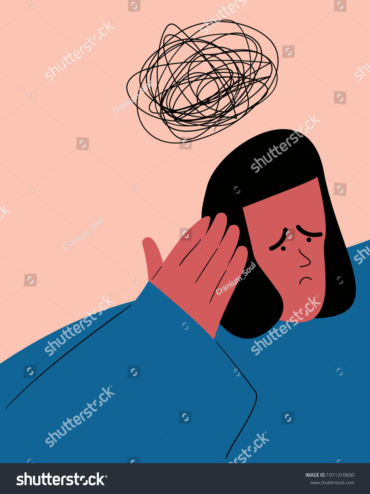 Black Girl Depression Mental Disorder Vector Stock Vector (Royalty Free ...