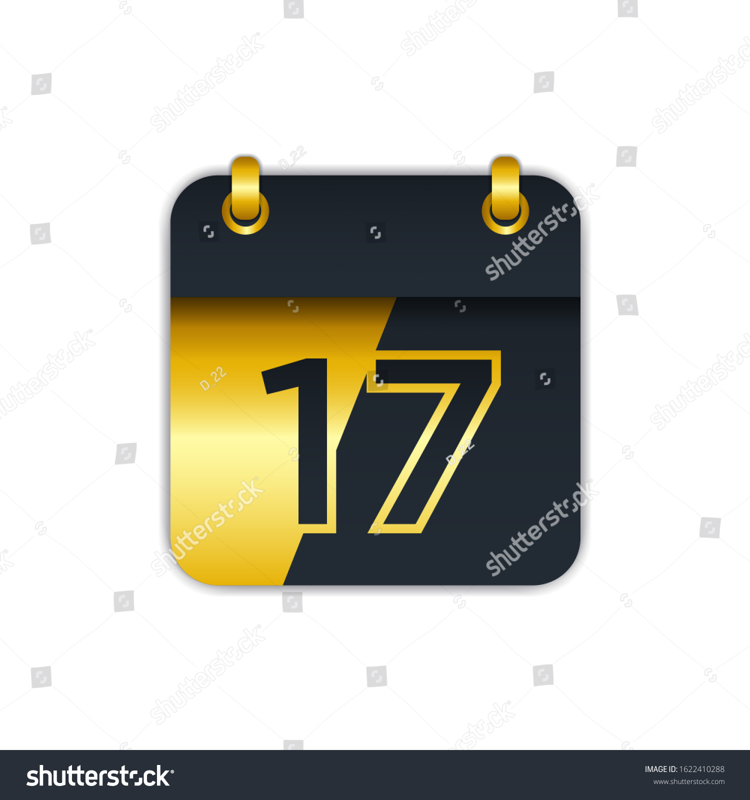 Black Gold Calendar Icon 17th Easy Stock Vector (Royalty Free