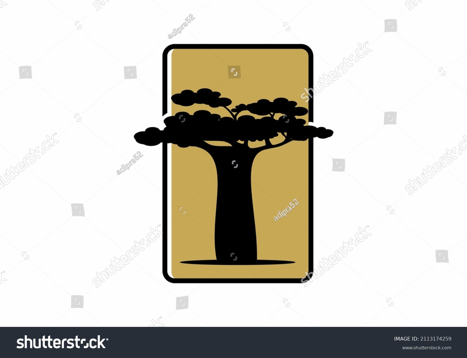 SVG of Black gold color of baobab tree design svg