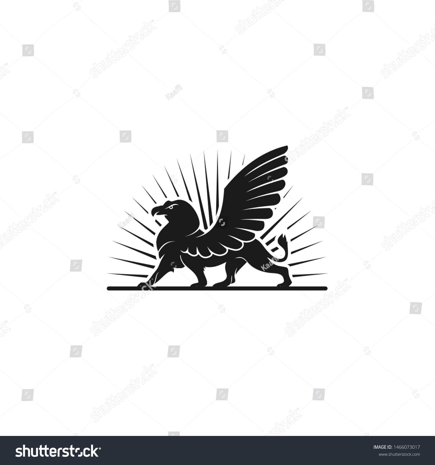 Black Griffin Silhouette Logo Vector Stock Vector (Royalty Free) 1466073017