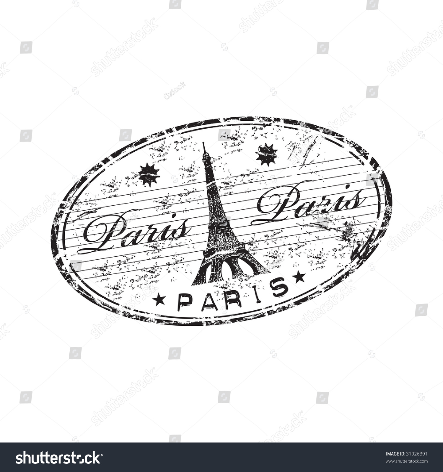 Black Grunge Rubber Stamp Eiffel Tower Stock Vector (Royalty Free ...