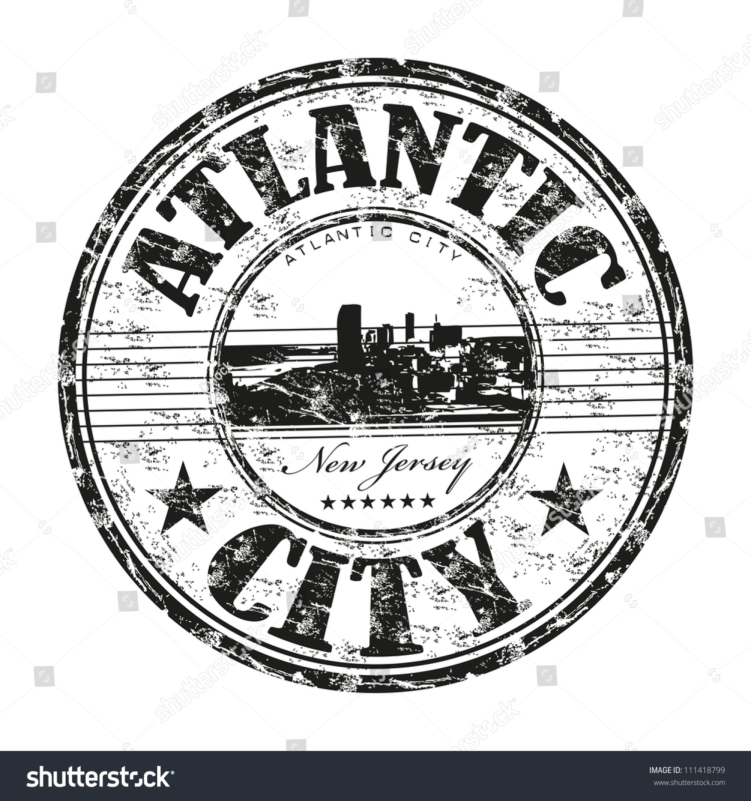 Black Grunge Rubber Stamp With The Name Of Atlantic City A City From ...