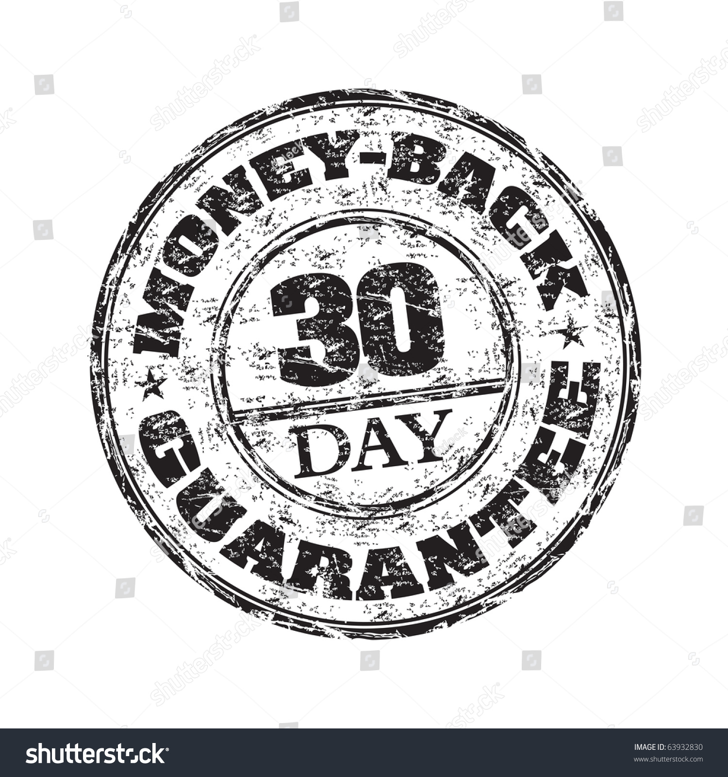 SVG of Black grunge rubber stamp with the text thirty day money back guarantee written inside the stamp svg