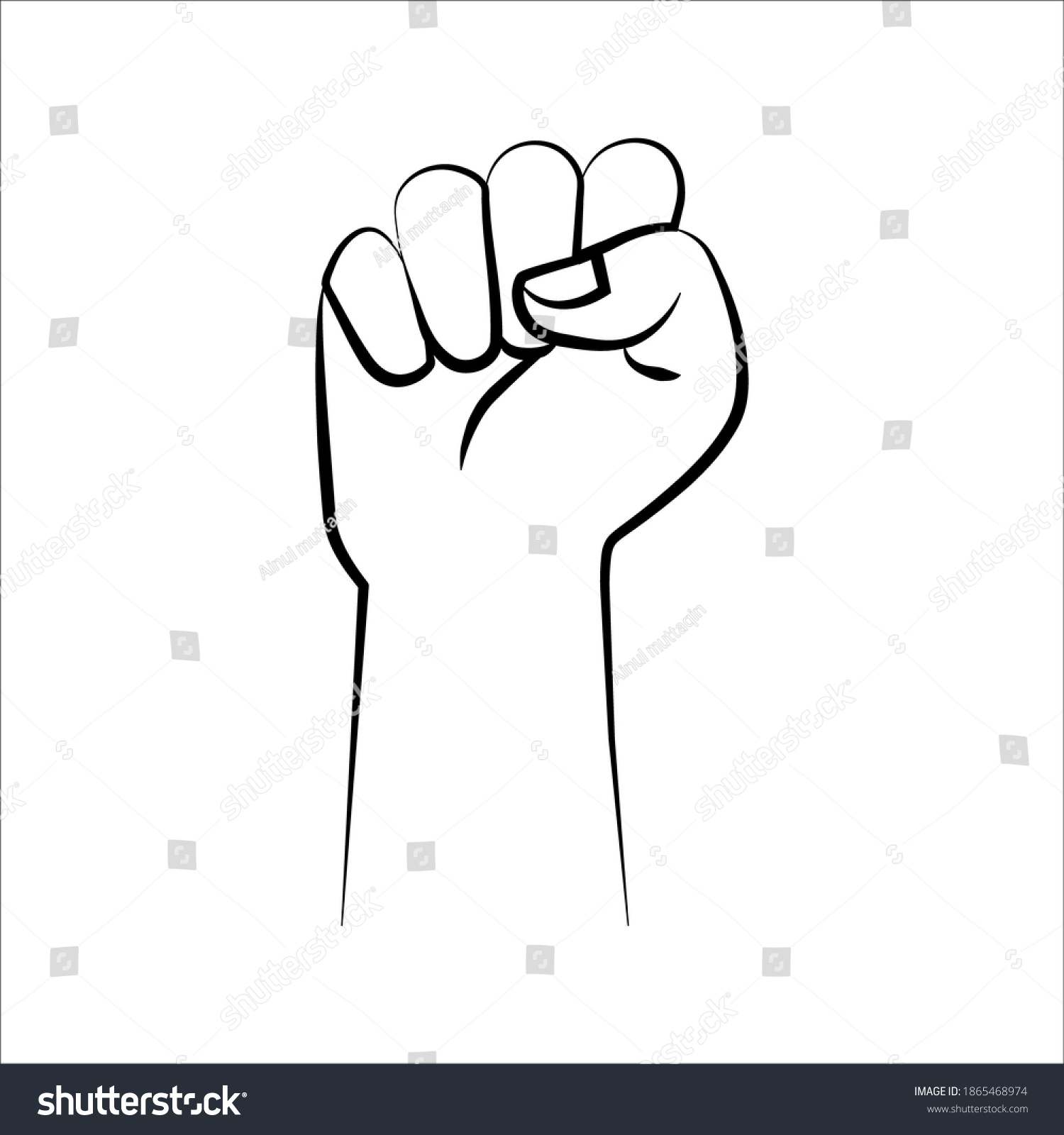 Black Hand Raised Clenched Fist Icon Stock Vector (Royalty Free ...