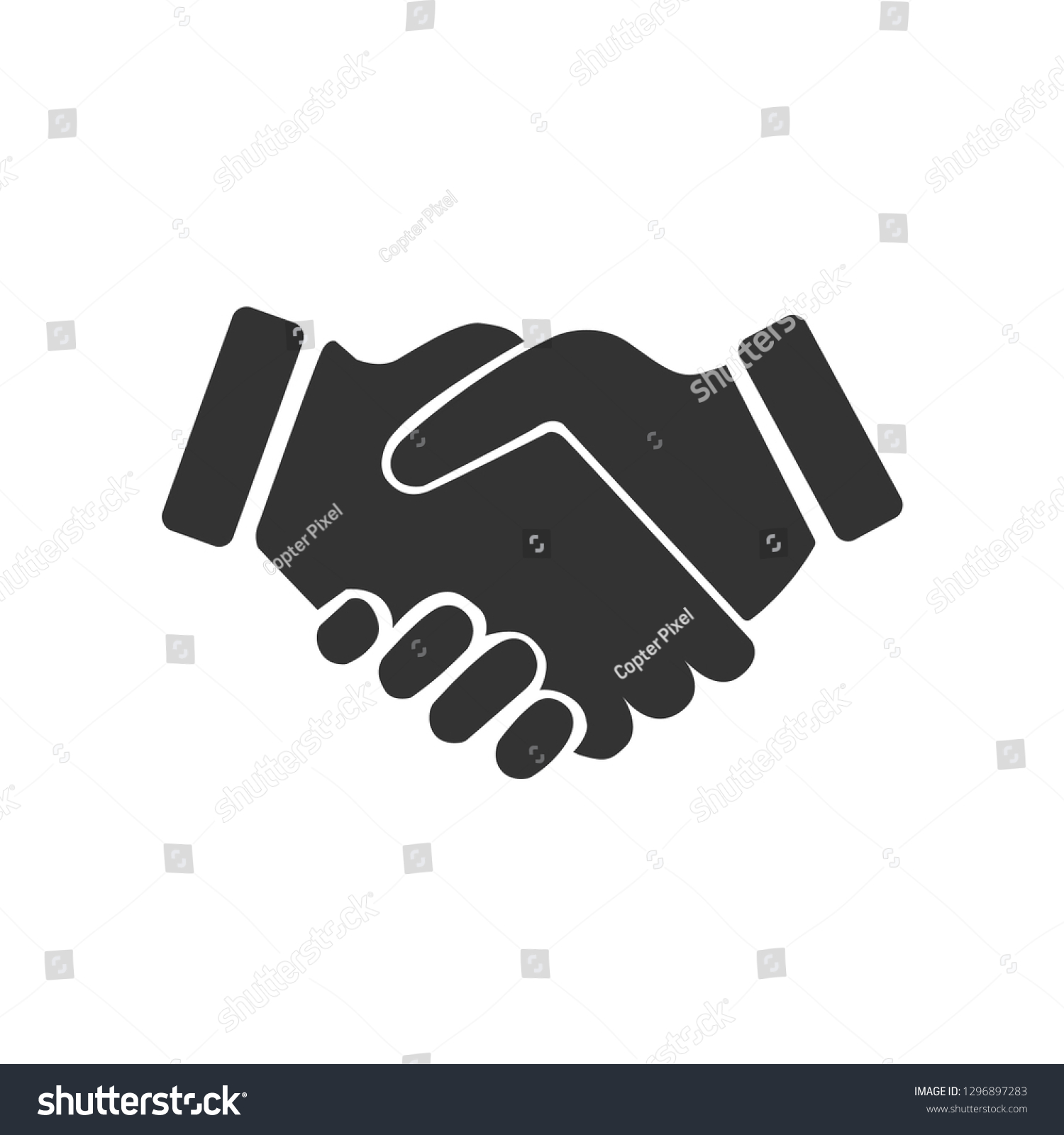 Black Handshake Icon Business Partnership Cooperation Stock Vector