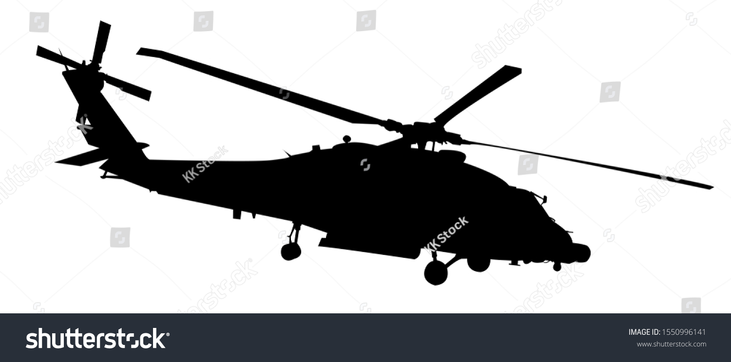 Black Hawk Style Helicopter Silhouette Black Stock Vector (Royalty Free ...