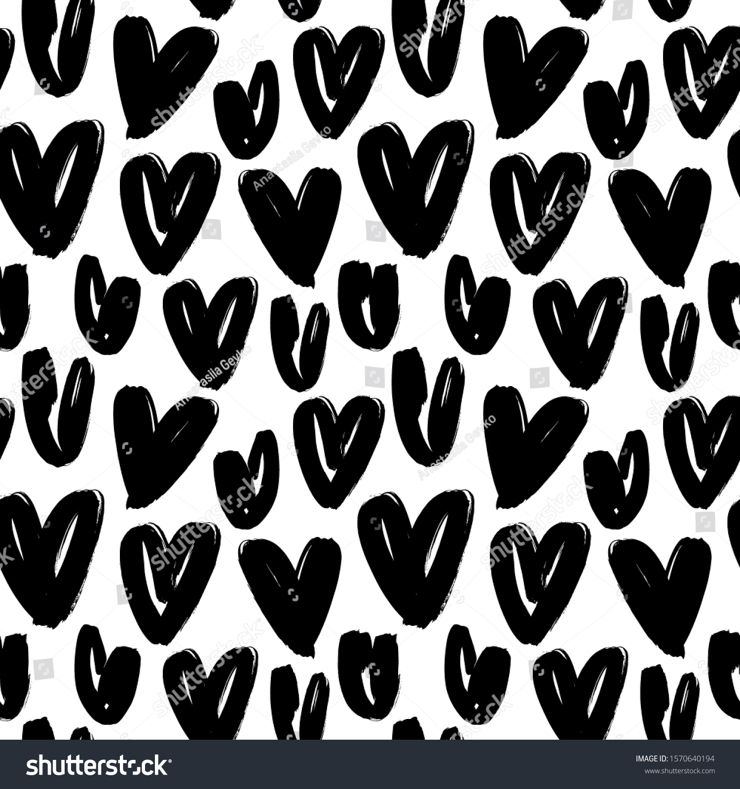 Black Heart Seamless Pattern Black White Stock Vector (Royalty Free ...