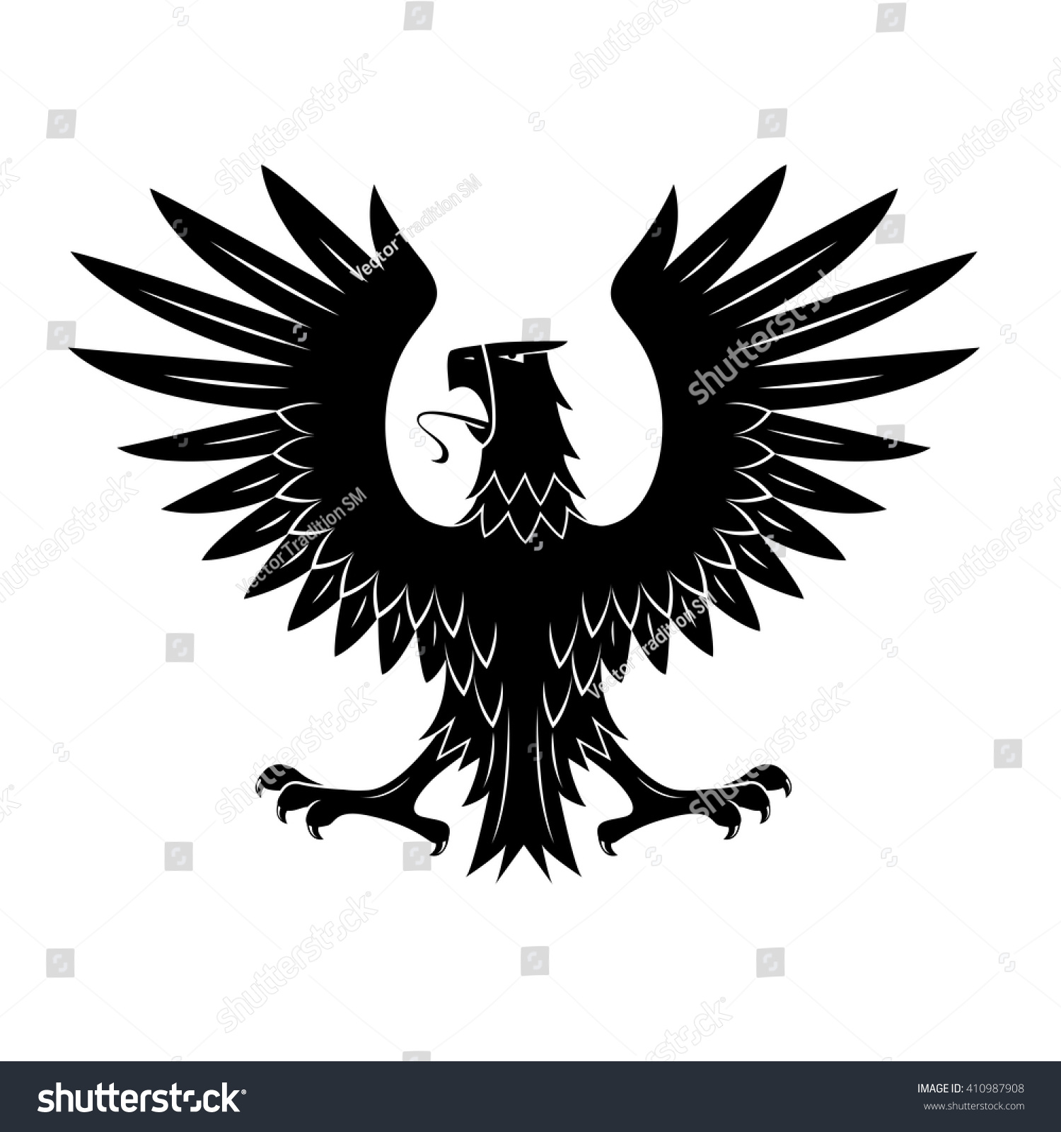 Black Heraldic Eagle Of Ancient Royal Insignia Or Medieval Knight Coat ...