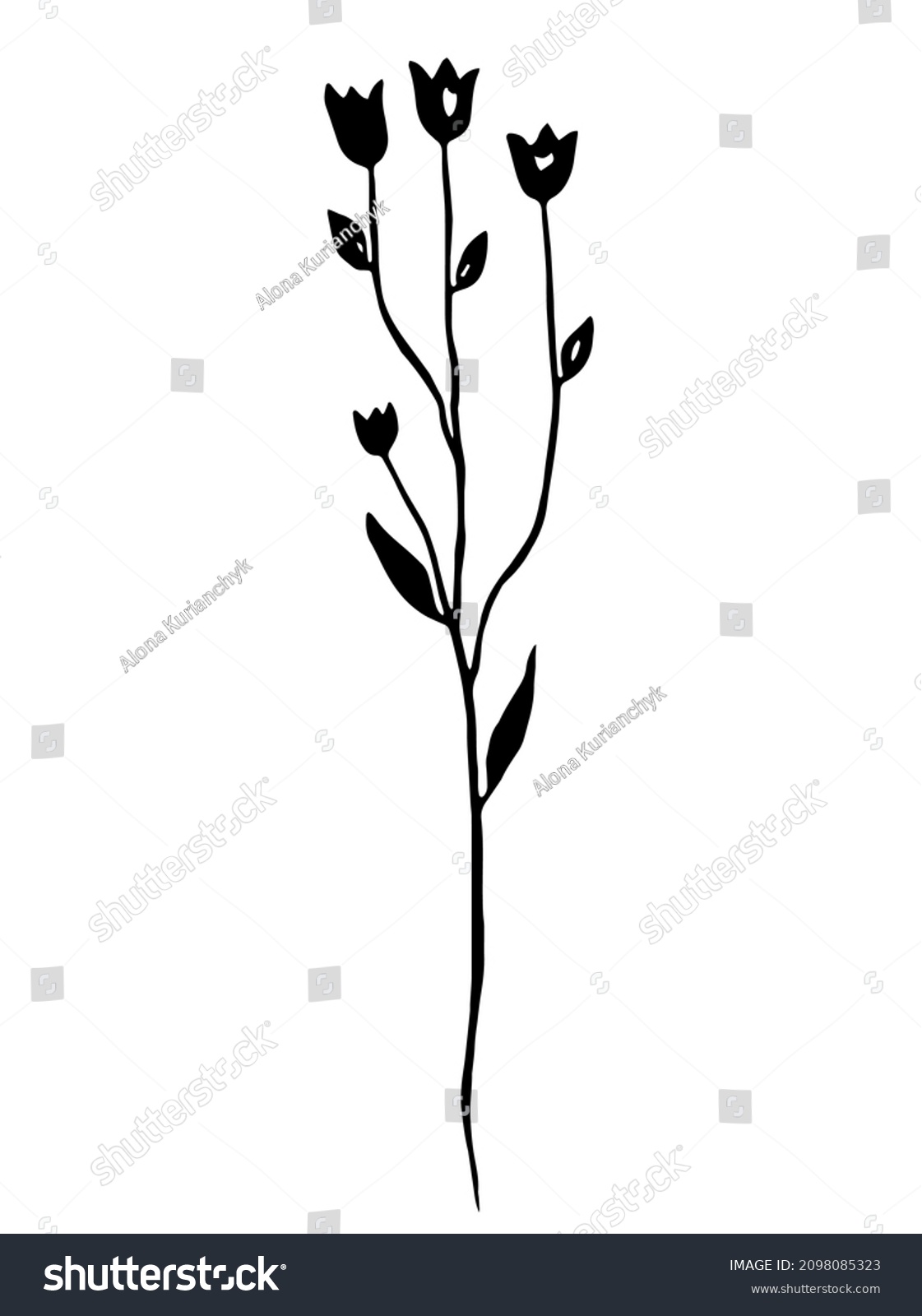 Black Herb Vector Clipart Hand Drawn Stock Vector (Royalty Free ...