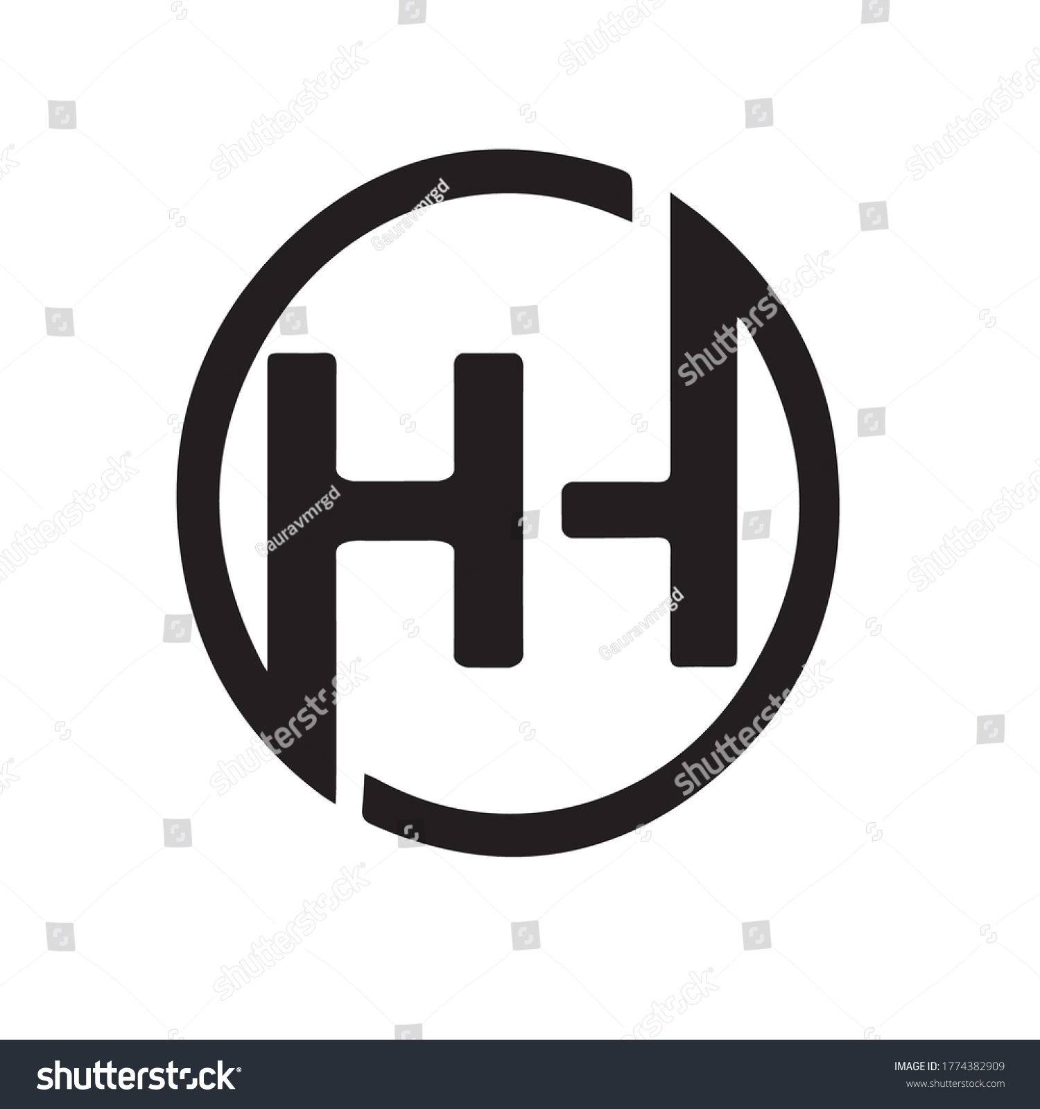 Black Hh Letter Circle Design Stock Vector (Royalty Free) 1774382909 ...