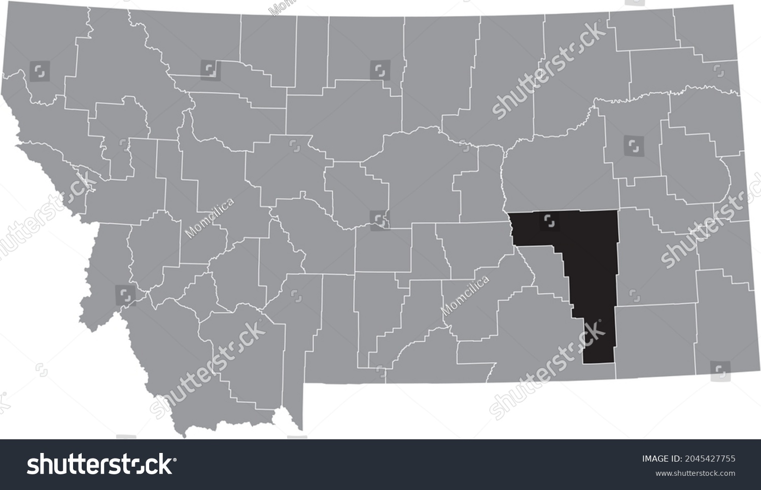 Rosebud County Montana Map Black Highlighted Location Map Rosebud County Stock Vector (Royalty Free)  2045427755 | Shutterstock