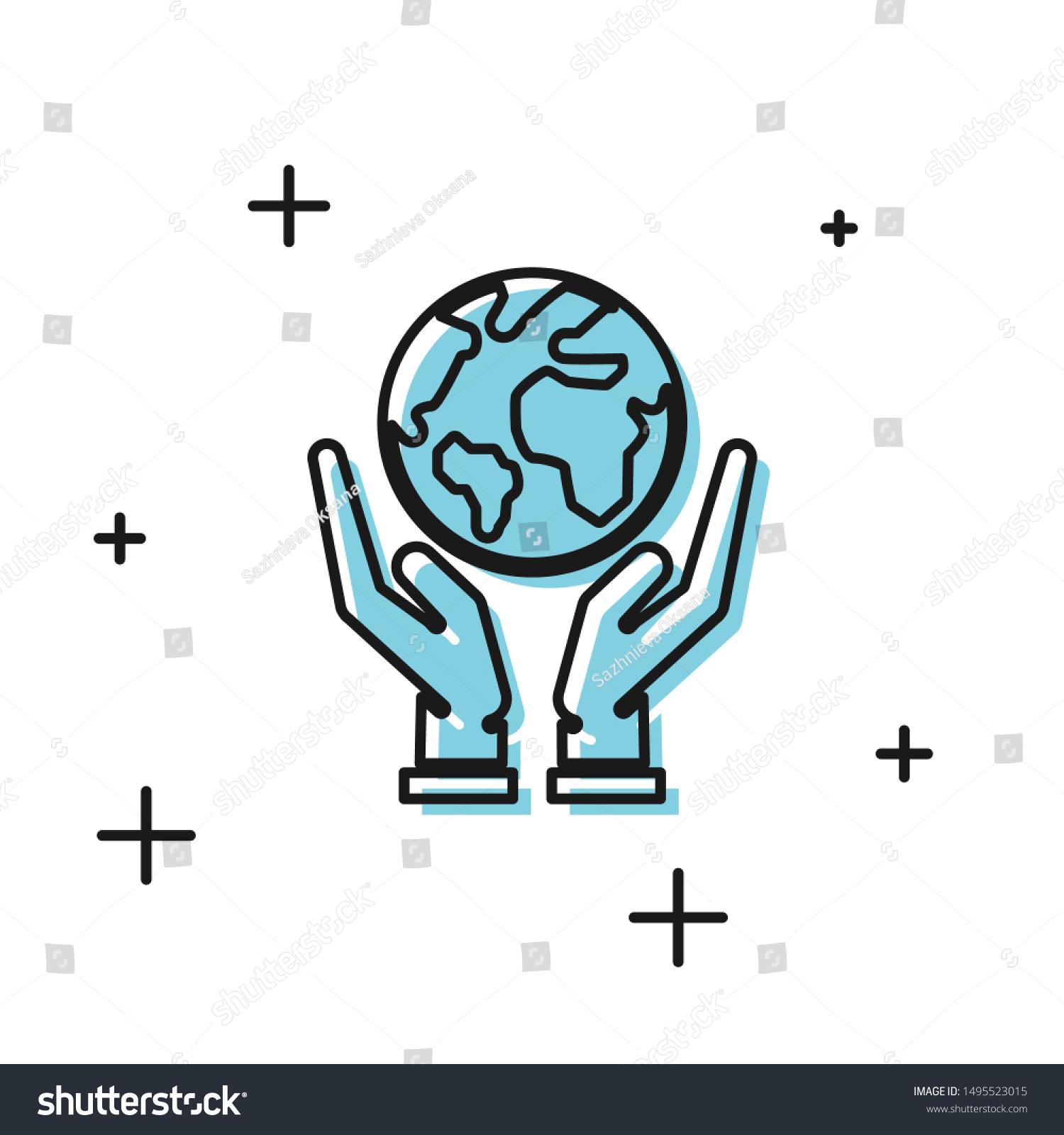 Black Human Hands Holding Earth Globe Stock Vector (Royalty Free ...