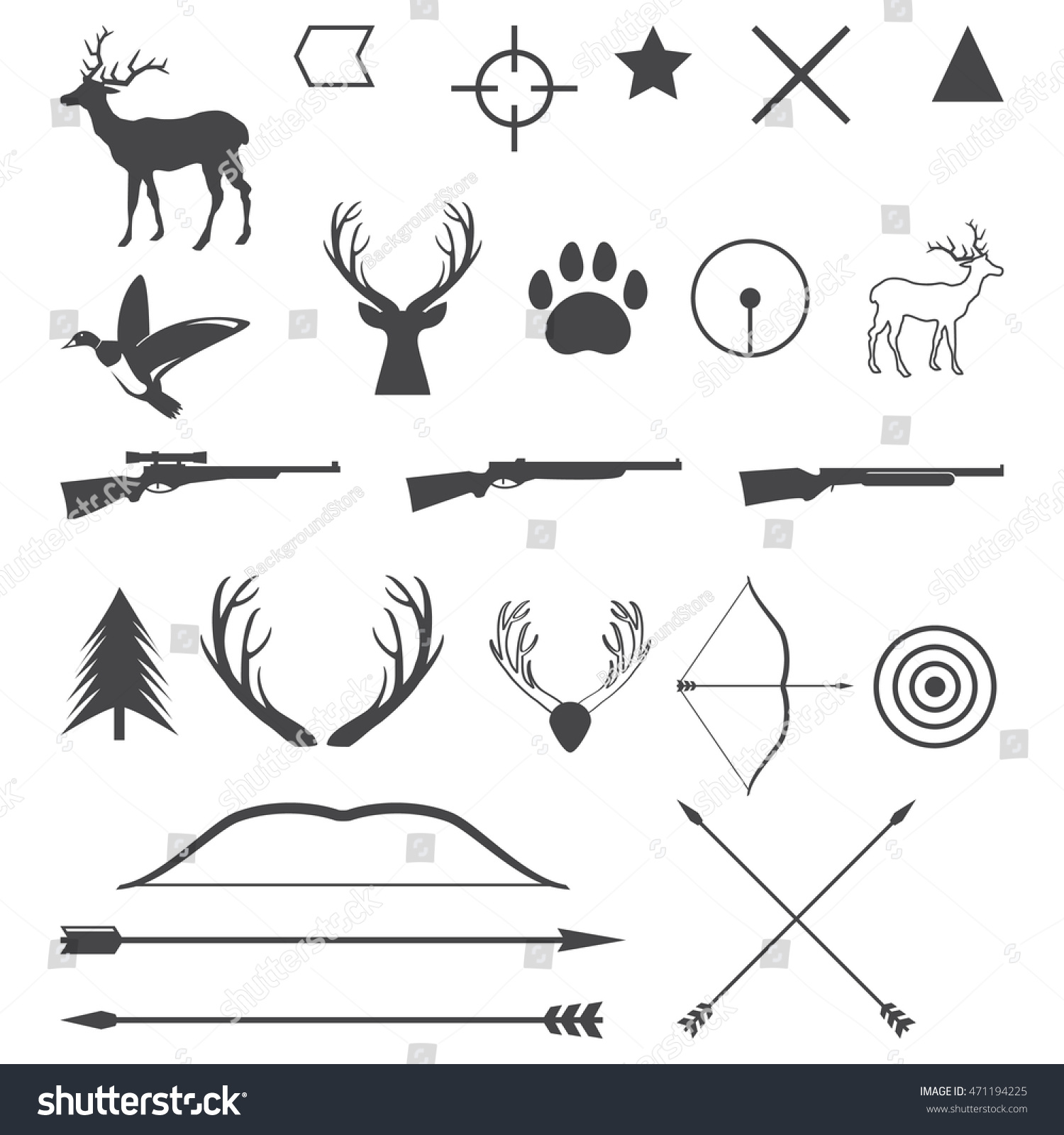 Black Hunting Vectors Elements Stock Vector Royalty Free 471194225